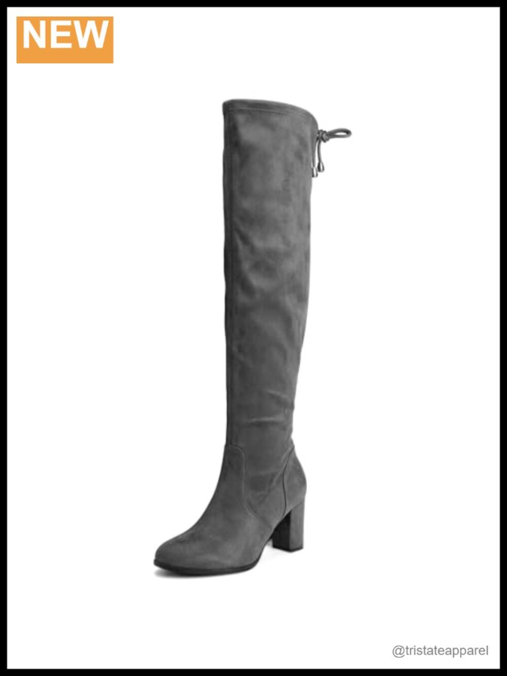 Over-the-Knee High Boots - Chunky Heeled Thigh-High Fashion Boots, Vegan Suede,